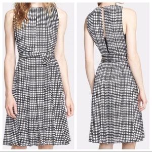 L’agence Black White Checkered Fit & Flare Dress